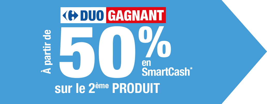 À partir de 50% en SmartCash sur le 2ème produit